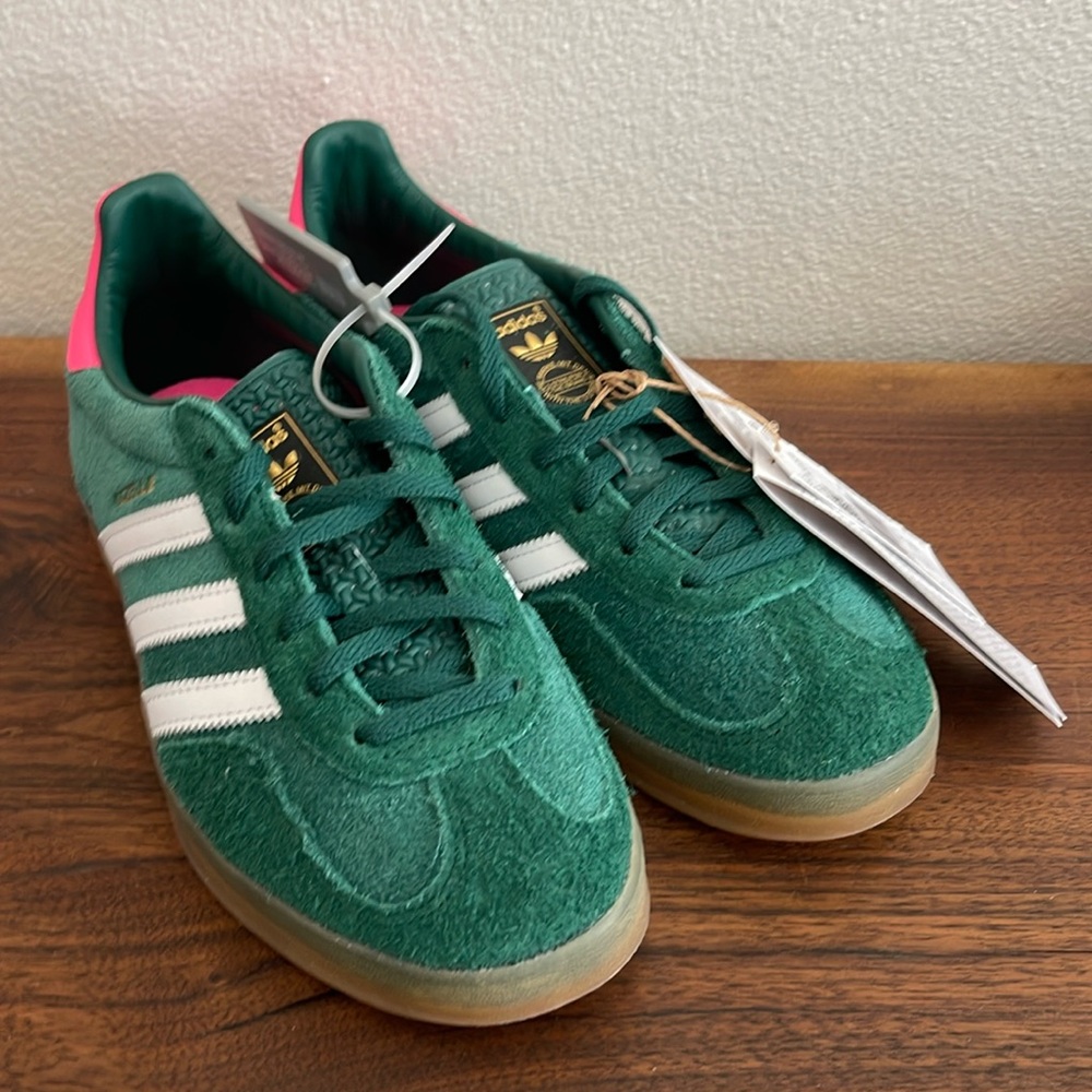 Green Adidas Indoor Gazelle Size 7.5 M